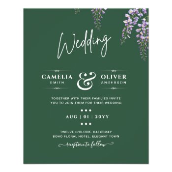 Lavender WISTERIA Emerald Green All-in-1 Wedding Flyer