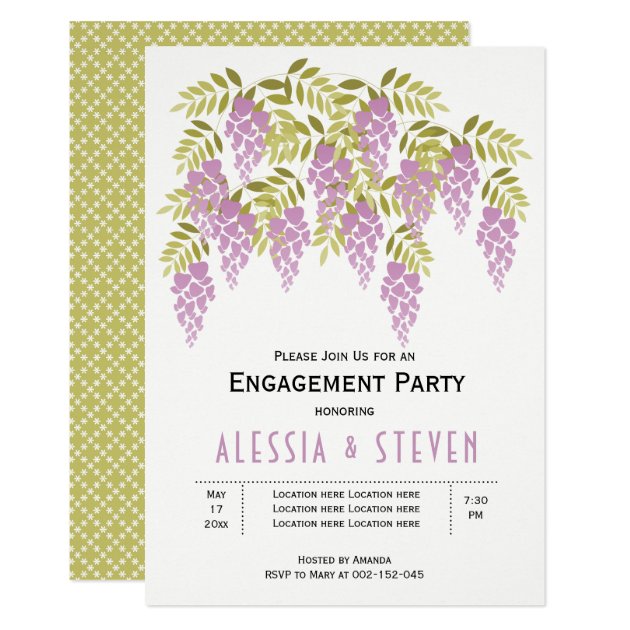 Lavender Wisteria Floral Wedding Engagement Party Invitation