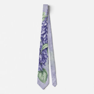 Lavender Wisteria Flowers Marble Groom Wedding Neck Tie
