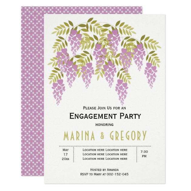 Lavender Wisteria Green Wedding Engagement Party Invitation