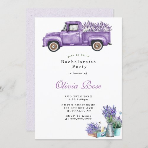  Lavender Wisteria Truck Bachlorette Party Invites
