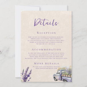 Lavender Wisteria Vintage Truck Wedding Details Invitation