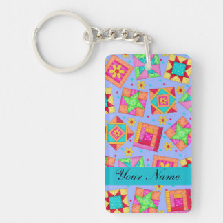 Lavender with Colorful Quilt Blocks & Personalized Keychain
