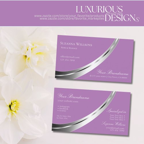 Lavender with Decorative Silver Decor Professional Business Card