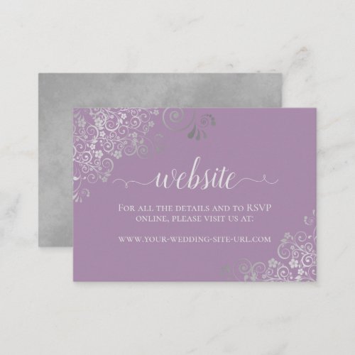 Lavender with Elegant Silver Lace Wedding Website Enclosure Card