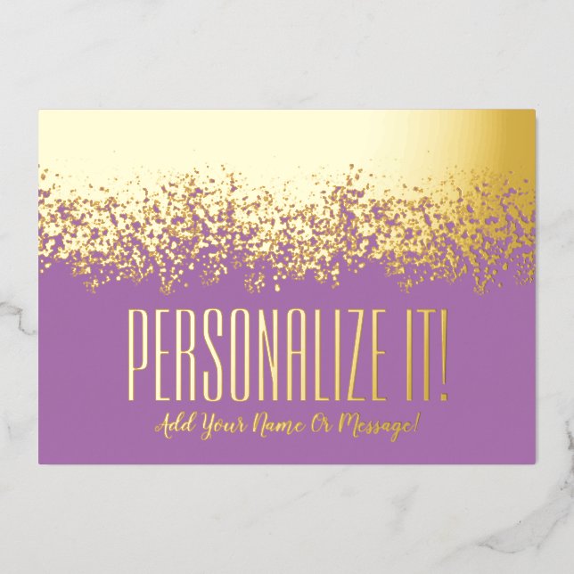 Lavender With Gold Foil Glitzy Border Card (Front)