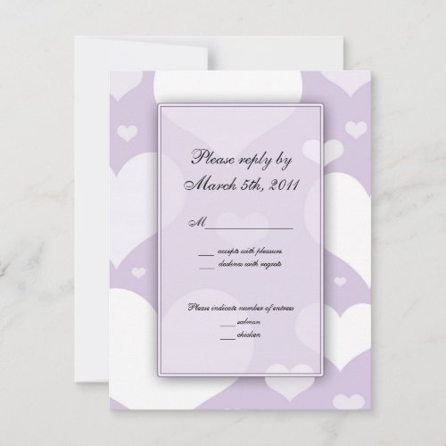 Lavender with Hearts Wedding RSVP Notes