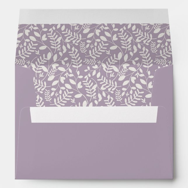 Lavender with Leaf Pattern Liner Custom Envelope (Back (Bottom))