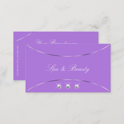 Lavender with Silver Decor Borders and Diamonds Business Card