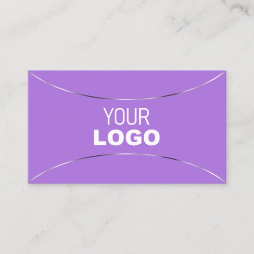 Lavender with Silver Decor Borders and Logo Modern Business Card