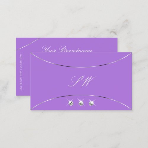 Lavender with Silver Decor Diamonds and Monogram Business Card