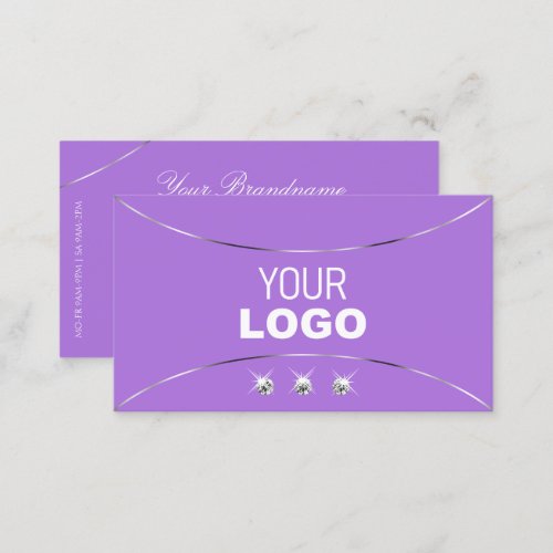 Lavender with Silver Decor Luxe Diamonds and Logo Business Card