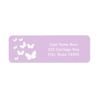 Lavender With White Butterflies Address Labels by printabledigidesigns at Zazzle