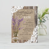 Lavender Wood Lace Rustic Bridal Shower Invitation (Standing Front)