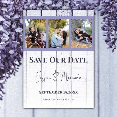 Lavender Wooden Photo Collage Save The Date