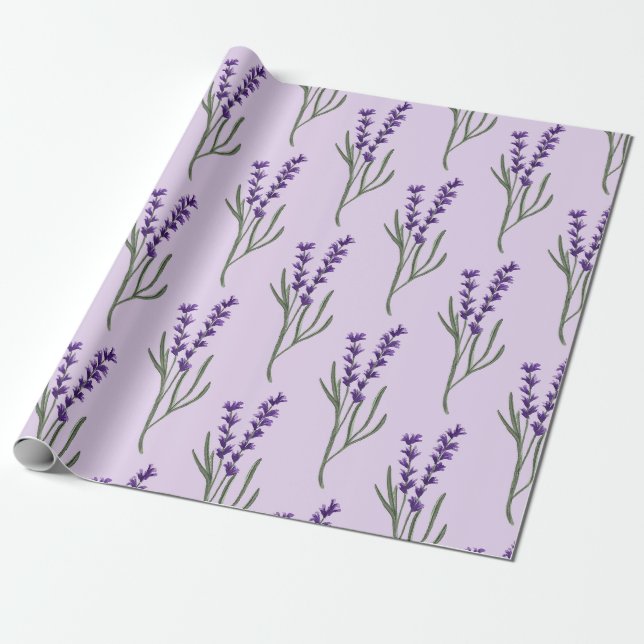 Lavender Wrapping Paper Purple Pattern (Unrolled)