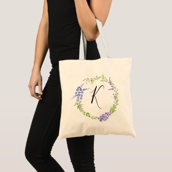 Lavender Wreath Bridesmaid Tote Bag by PersonalizationShop at Zazzle