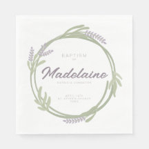 Lavender Wreath Design For Baptism - Paper Napkin