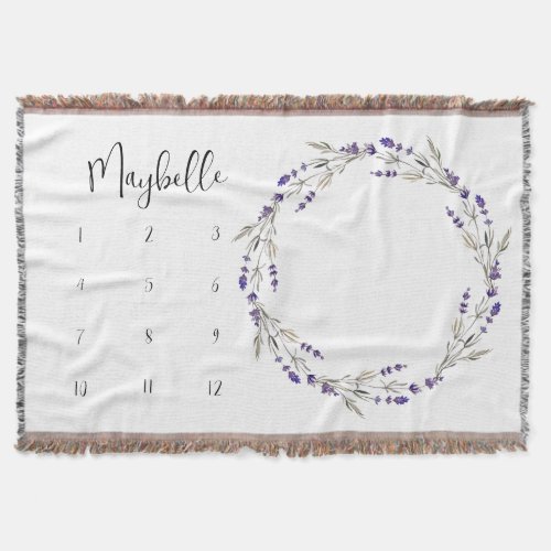 Lavender Wreath Floral Baby Age Blanket