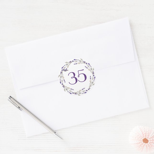 Lavender Wreath for 35th Anniversary Classic Round Sticker (Envelope)