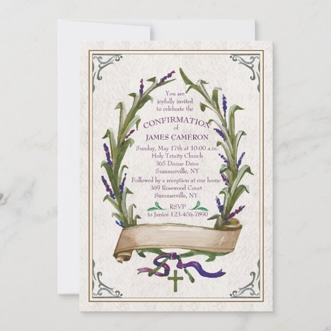 Lavender Wreath Invitation (Front)