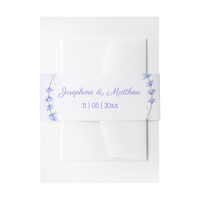 Lavender Wreath Personalized Wedding Invitation Belly Band (Front Example)