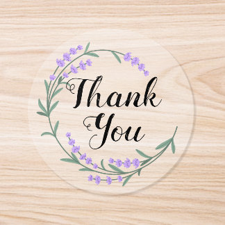 Lavender Wreath Thank You Classic Round Sticker