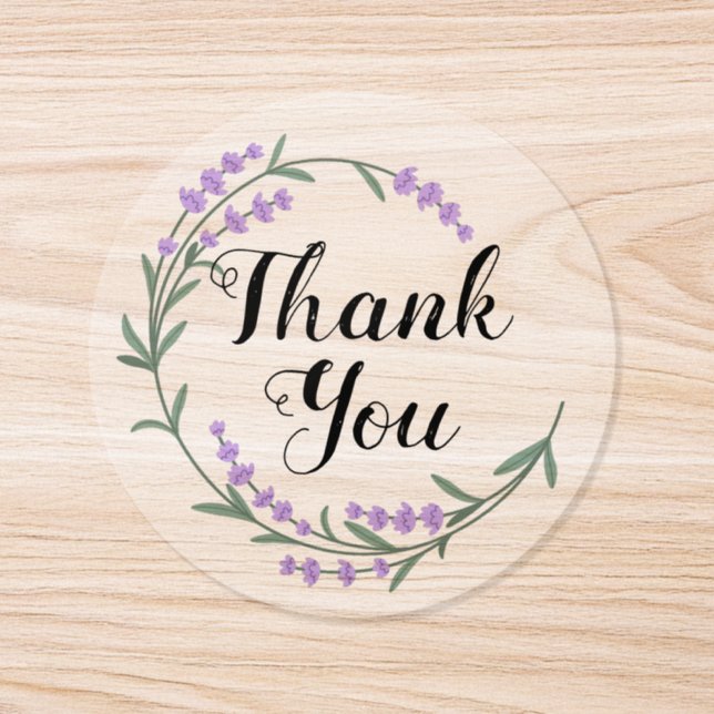 Lavender Wreath Thank You Classic Round Sticker (Single)