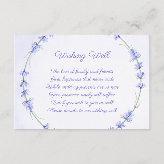 Lavender Wreath Wedding Wishing Well Cards (Front)