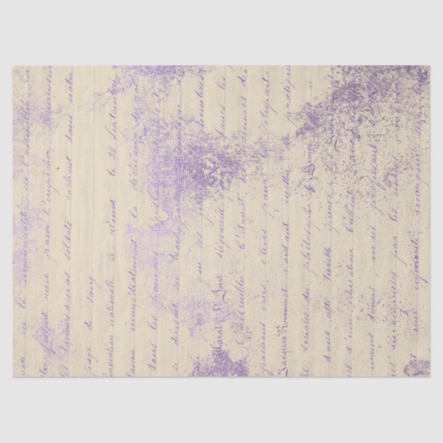 Lavender Writing on Cream Decoupage Tissue Paper (Front)