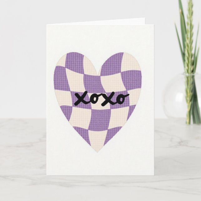 Lavender Xoxo Graphic Heart Card (Front)