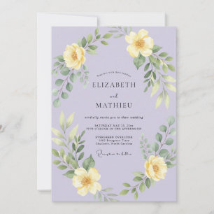 Lavender Yellow Airy Meadow Wedding Invitation