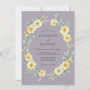Lavender Yellow Blossom Flourish Wedding Invitation