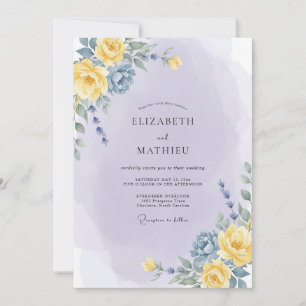 Lavender Yellow Botanical Romance Wedding Invitation