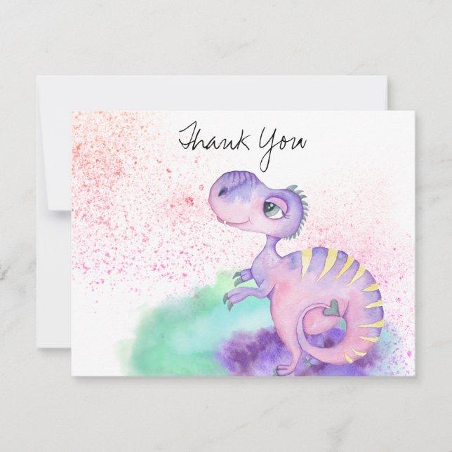 *~* Lavender Yellow Dragon Baby Boy Baby Shower Thank You Card (Front)