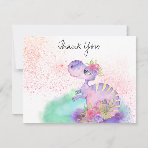  Lavender Yellow Dragon Baby Girl Baby Shower Thank You Card