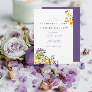 Lavender & Yellow Floral No Parents Wedding Invitation