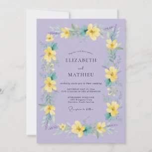 Lavender Yellow Floral Spring Wedding Invitation