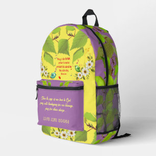 Lavender Yellow Inspirational Motivations  Printed Backpack