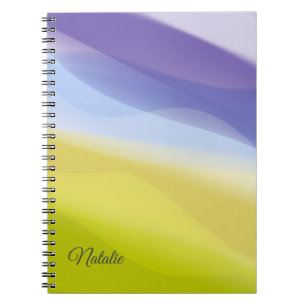 Lavender yellow minimal name Spiral Photo Notebook