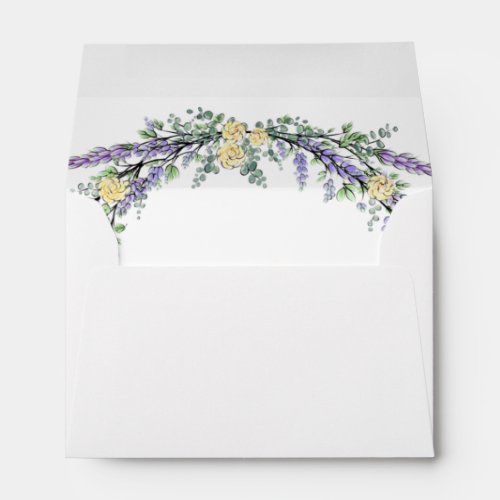 Lavender Yellow Rose and Eucalyptus Envelope