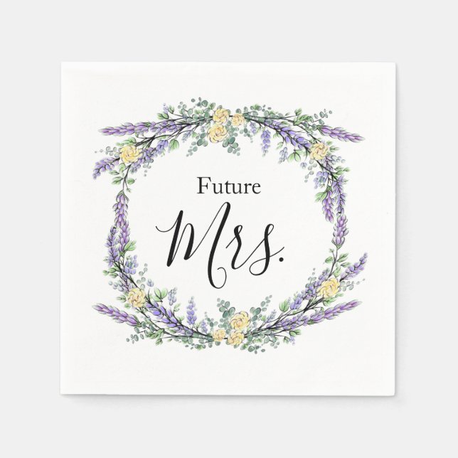 Lavender Yellow Rose and Eucalyptus Napkins (Front)