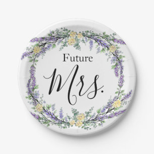 Lavender Yellow Rose and Eucalyptus Paper Plates
