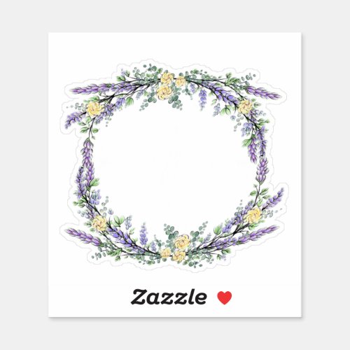 Lavender Yellow Roses and Eucalyptus watercolor  Sticker