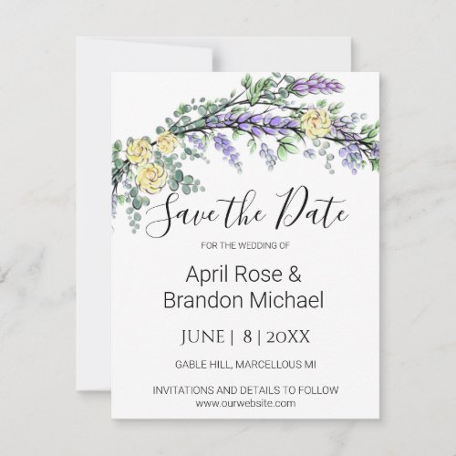 Lavender Yellow Roses Eucalyptus Save The Date