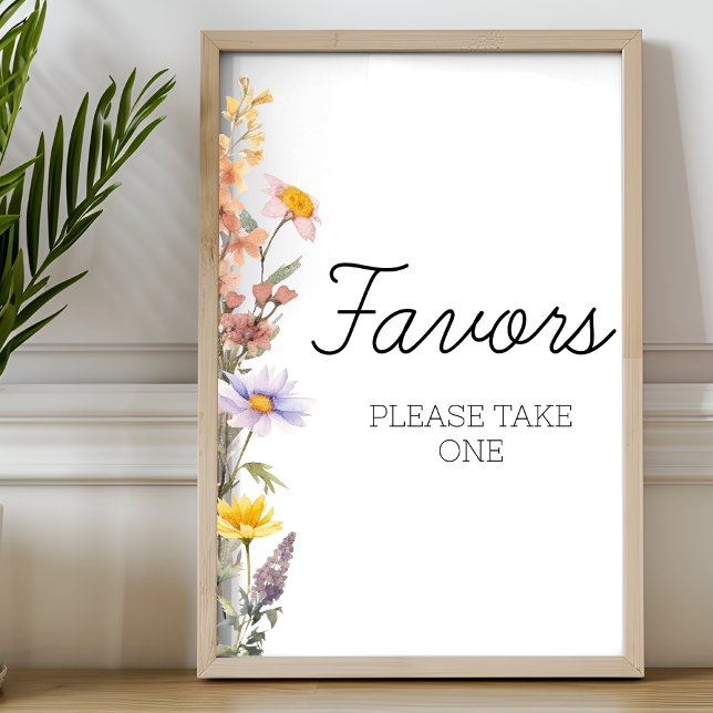 Lavender Yellow Spring Wildflowers Favors Sign  (Creator Uploaded)