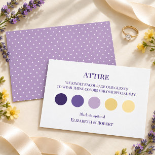 Lavender Yellow Wedding Attire Dress Code Card