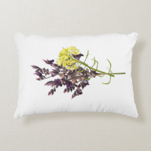 Lavender & Yellow Wildflower Botanical Design Accent Pillow