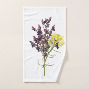 Lavender & Yellow Wildflower Botanical Design Hand Towel
