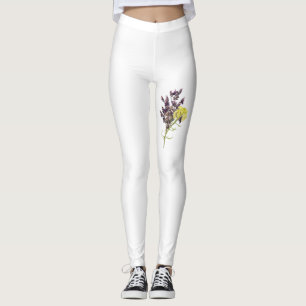 Lavender & Yellow Wildflower Botanical Design Leggings